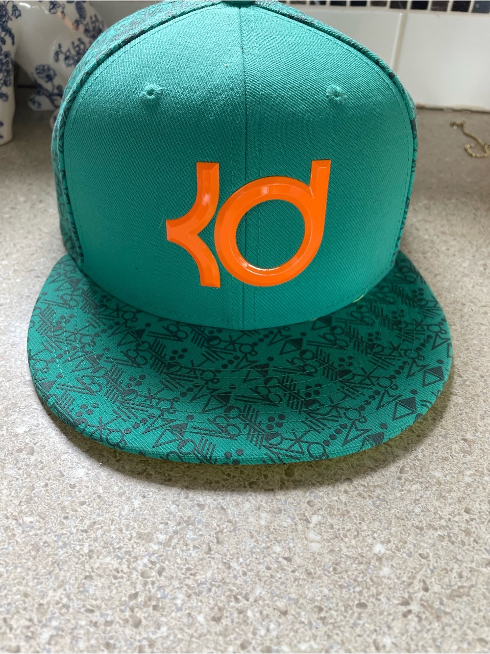 Green Snapback Hat with Orange KD Logo